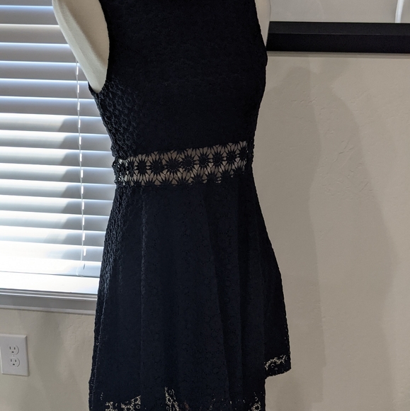 NWOT black crochet dress with peekaboo mid line - Picture 2 of 8